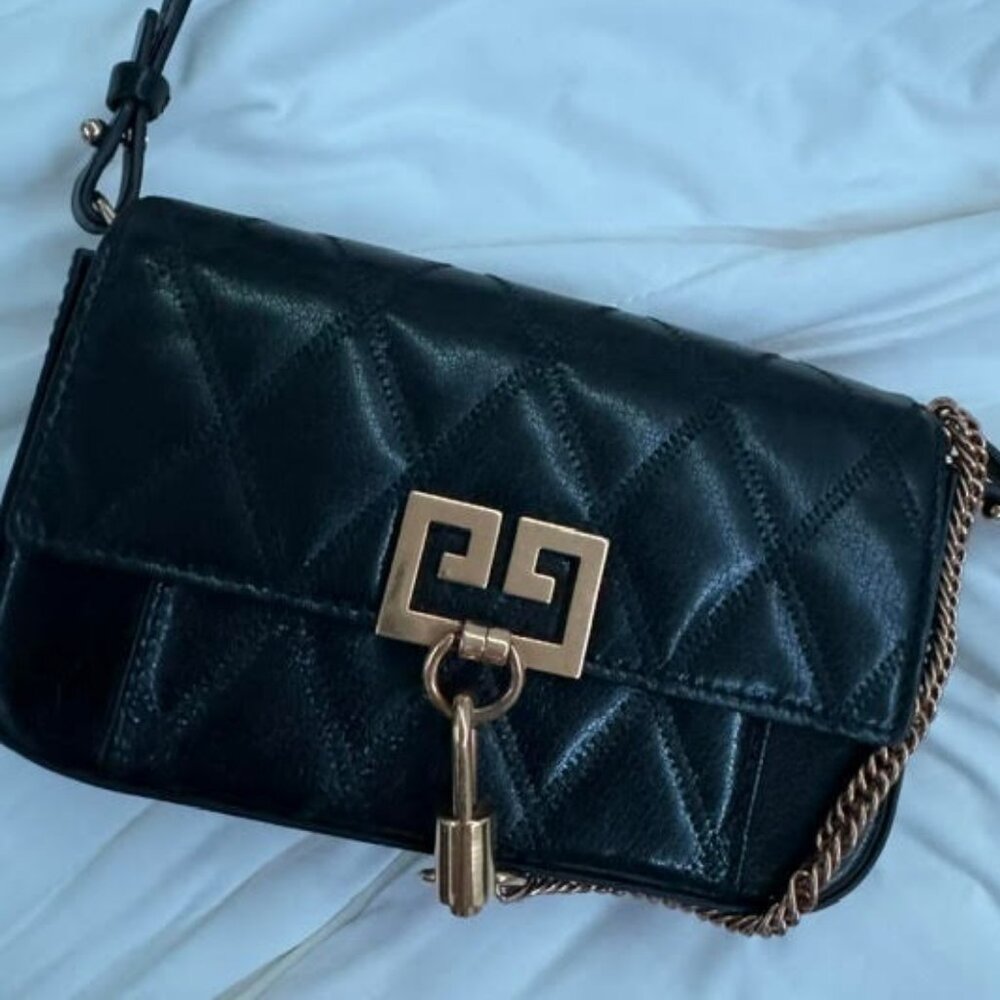 Givenchy Goatskin Quilted GV3 Mini Pocket Convertible Bag Black
